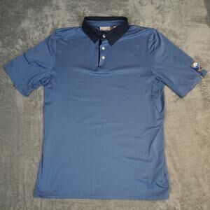 KJUS Mens Polo Shirt Sz M 50 Swiss Golf Athletic Performance Buffalo Sabres Logo